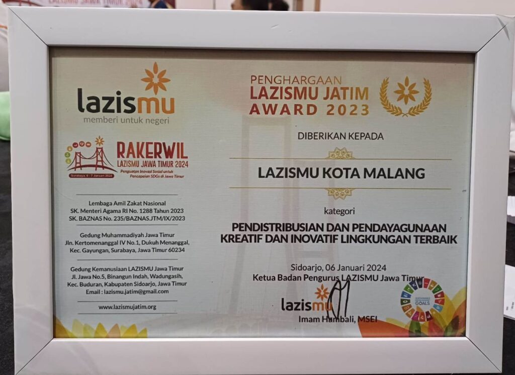 Lazismu Kota Malang Raih Reward Pendistribusian, Pendayagunaan Kreatif-Inovatif Lingkungan 1