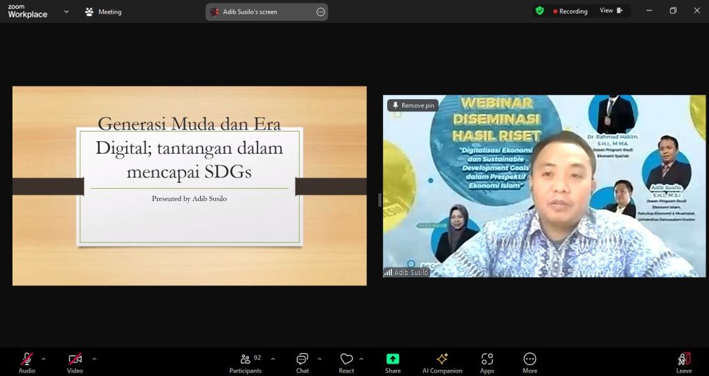 Webinar Prodi Ekos UMM Bahas Diseminasi Hasil Riset, Digitalisasi Ekonomi-SDG’s Perspektif Ekonomi Islam 3