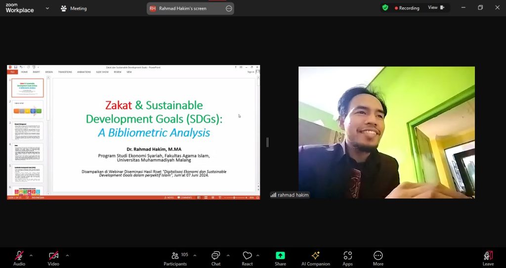 Webinar Prodi Ekos UMM Bahas Diseminasi Hasil Riset, Digitalisasi Ekonomi-SDG’s Perspektif Ekonomi Islam 1