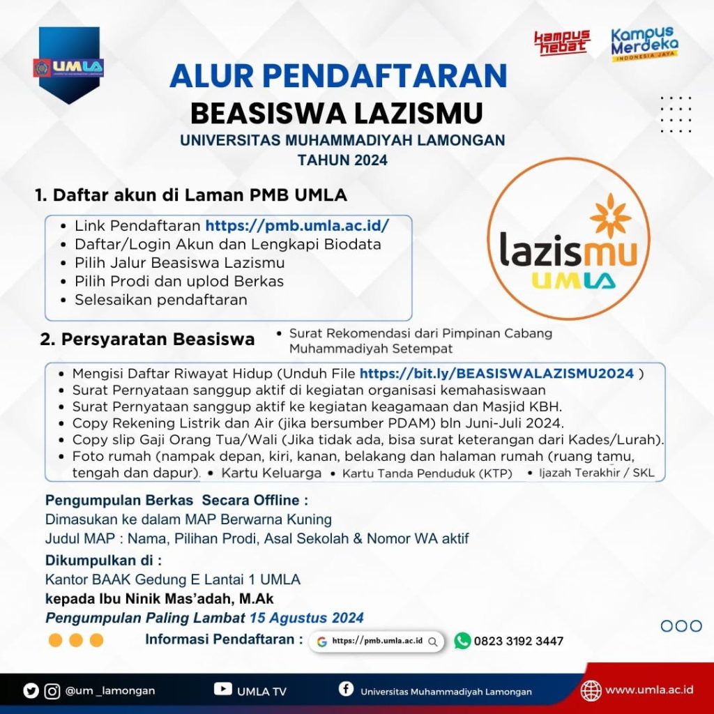 Lazismu UMLA Buka Beasiswa Sang Surya Gelombang Pertama, Segera Mendaftar 1