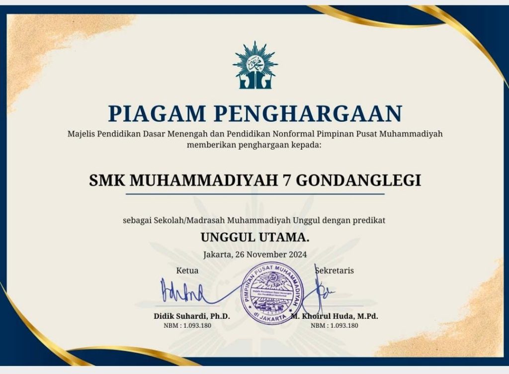 SMK Mutu Gondanglegi, Raih Predikat Unggul Utama Majlis Dikdasmen PNF PP Muhammadiyah 1
